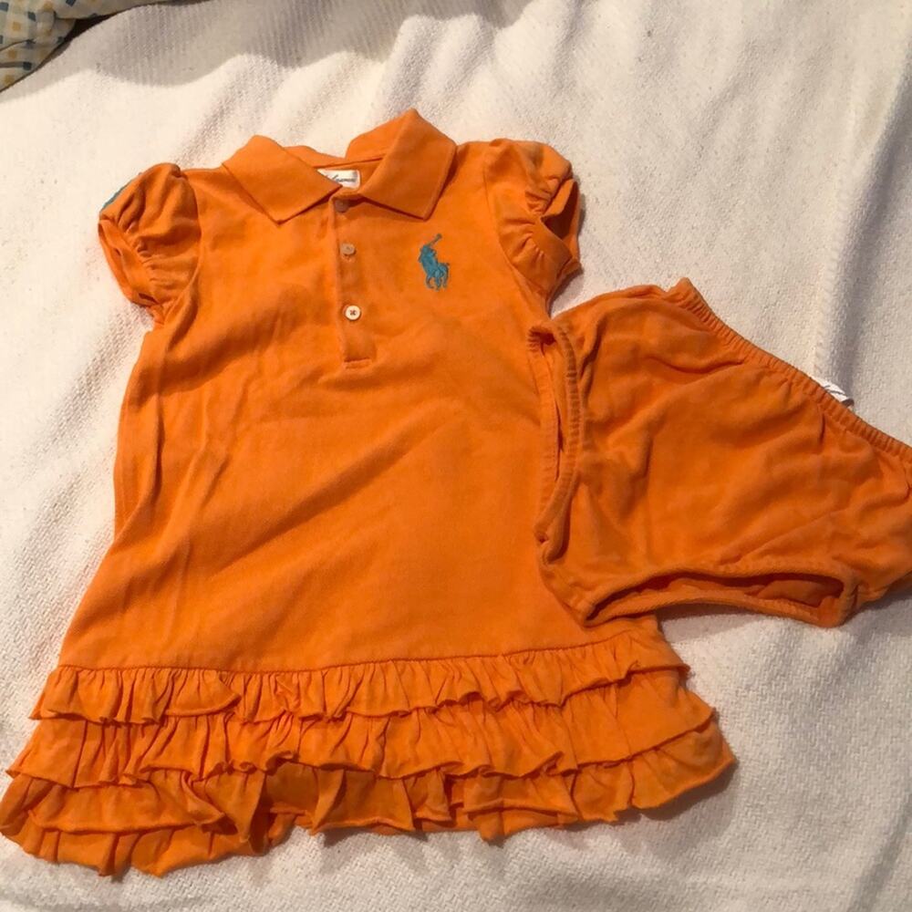💯 cotton orange RL dress w/ruffles worn once